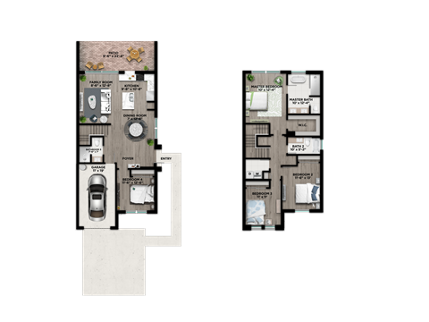 Floor plan for 4 beds, 3 baths, 1828 sqft